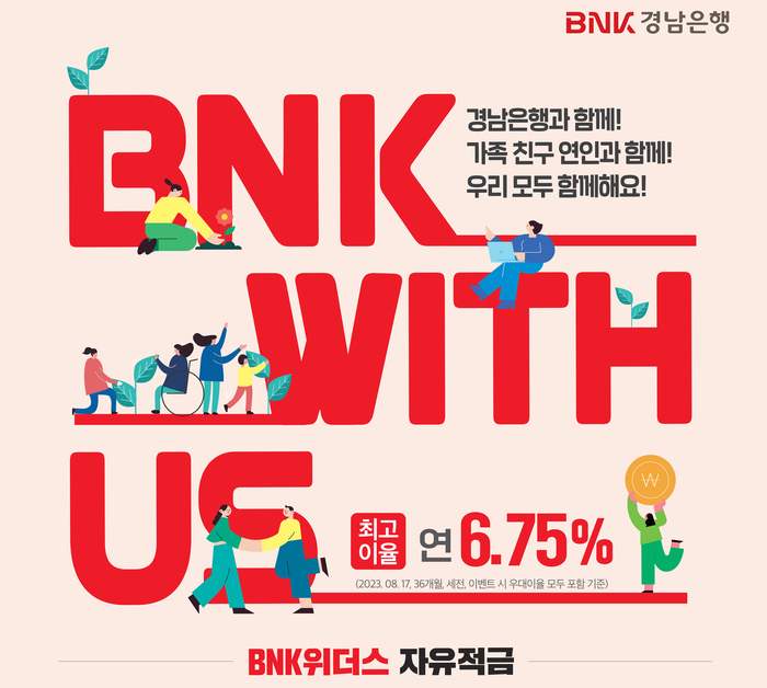 BNK경남은행, 연 최대 6.75% '위더스 자유적금' 출시