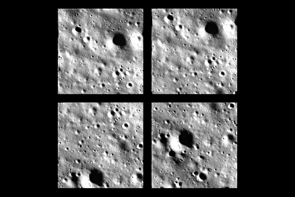 인도 달 탐사선 '찬드라얀 3호'가 착륙 직전 촬영한 달의 표면. 사진=인도우주연구기구(ISRO)