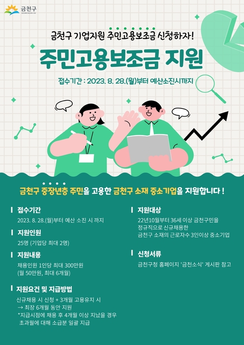 서울 금천구 주민고용보조금 지원 안내문. 사진=금천구청