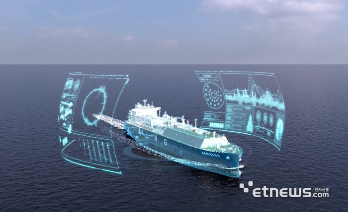 디지털 트윈 기반 자율 운항 기술을 형상화한 이미지. 자료=삼성중공업
