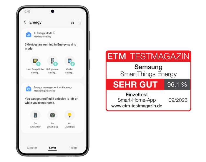 삼성전자 스마트싱스 에너지가 독일 유력 매체 ETM으로부터 100점 만점에 96.1점을 받으며 평가 최고 등급인 '매우 좋음'을 받았다.