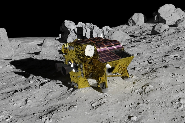 달 표면에 도달한 일본 '슬림' 착륙선 예상도. 사진=일본우주항공연구개발기구(JAXA)