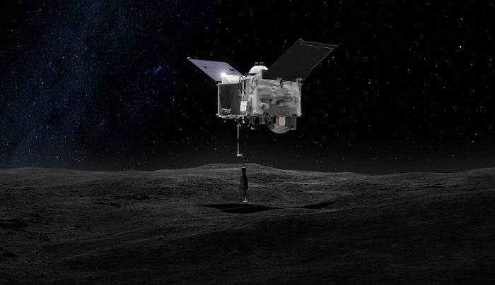 소행성 '베누'에서 샘플을 채취하는 탐사선 '오시리스-렉스' 상상도. 사진=미 항공우주국(NASA)