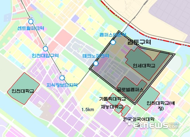 송도국제도시 글로벌캠퍼스 일원 문화거리 조성 위치도