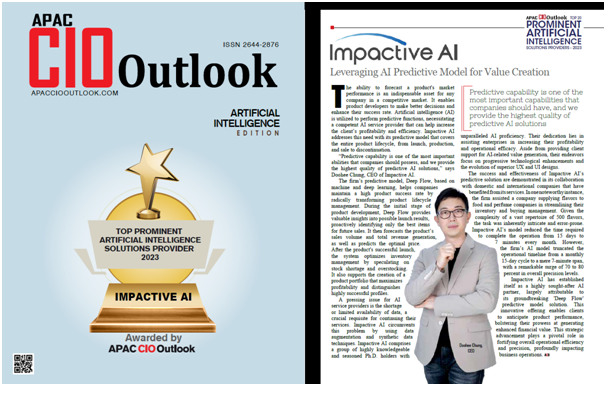 임팩티브AI가 APAC CIO Outlook의 'Top AI 솔루션 기업 20'에 선정됐다. 오른쪽은 정두희 대표.