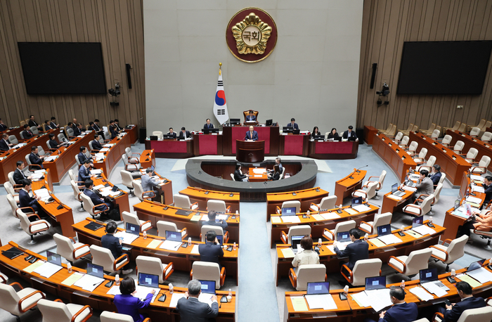 추경호 부총리 겸 기획재정부 장관이 3일 국회에서 열린 예산결산특별위원회 전체회의에서 제안설명을 하고 있다. 연합뉴스