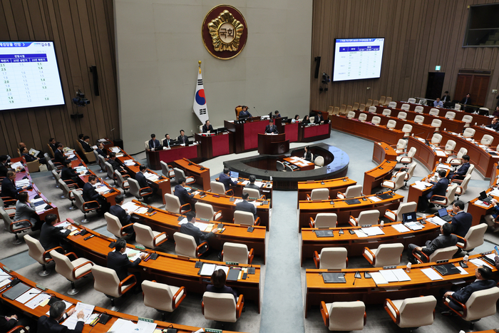 6일 국회에서 예산결산특별위원회 전체회의가 열리고 있다.