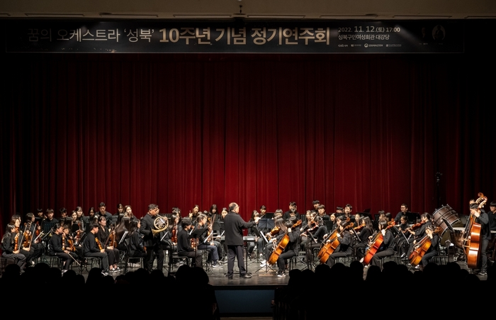 서울 성북구가 지난해 개최한 '꿈의 오케스트라 성북'의 제10회 정기 연주회 공연 모습. 사진=성북구