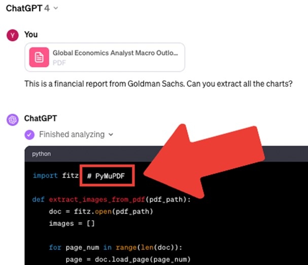 PyMuPDF가 적용된 챗GPT 사용 예시