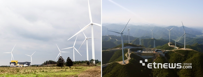 SK디앤디 제주 가시리 및 울진 현종산 풍력발전소.