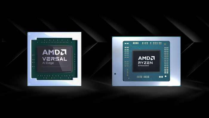 AMD '버설 AI 엣지 XA'(왼쪽)와 '라이젠 임베디드 V2000 시리즈'