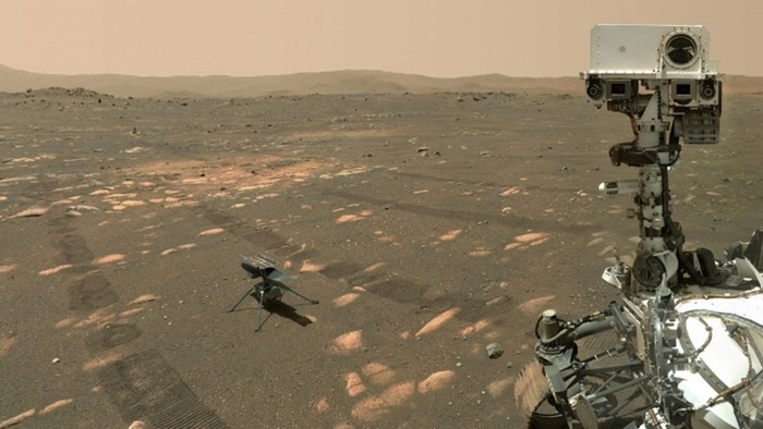 화성 탐사로버 퍼서비어런스가 헬기 인저뉴어티와 촬영한 셀카. 사진=미 항공우주국(NASA)/JPL-칼텍