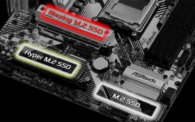 M.2 SSD 슬롯이 3개 탑재된 메인보드 (출처 : ASRock)