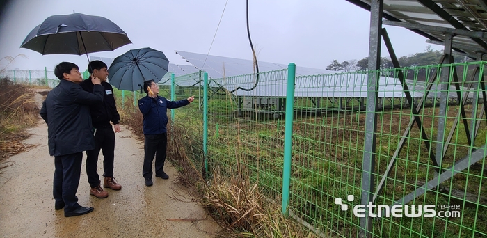 전남도 산지태양광 산사태 안전점검 모습.