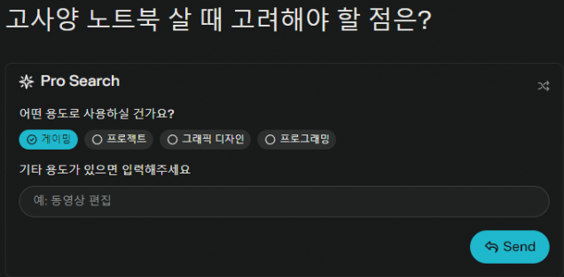 퍼플렉시티 프로 검색 시 사전 질의