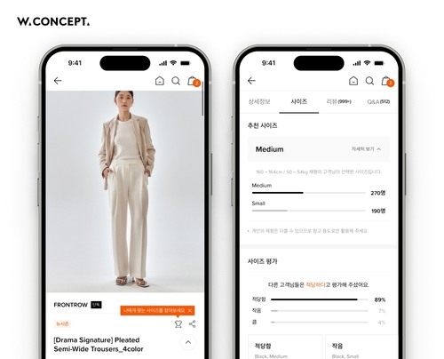 W컨셉이 빅데이터 기반으로 사이즈를 추천하는 서비스를 도입했다. [자료:W컨셉]