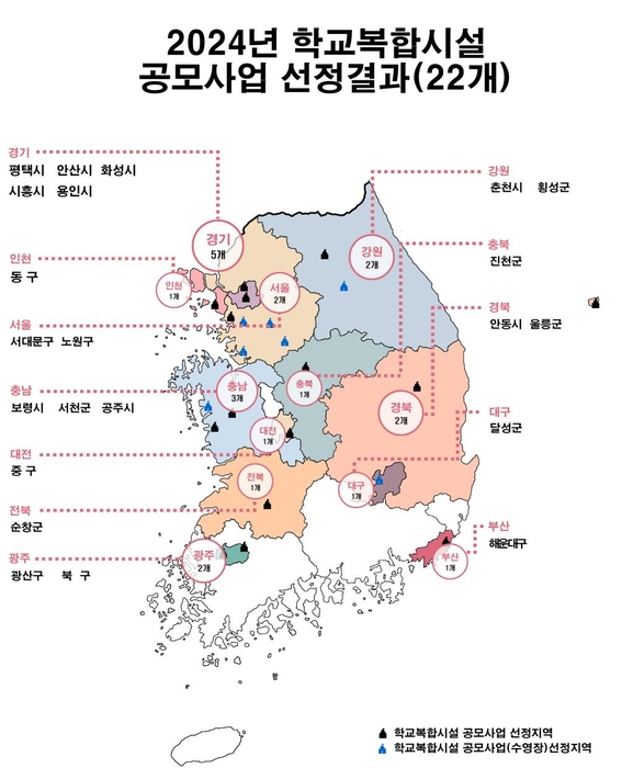 2024년 학교복합시설 1차 공모 선정 결과.[교육부 제공]