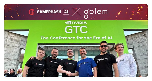 게이머해시(GamerHash)가 엔비디아(NVIDIA) 기술 컨퍼런스에서 골렘 네트워크(Golem Network)와의 협력을 공개했다. 사진=게이머해시