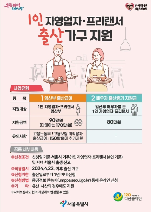 1인 자영업자·프리랜서 출산가구 지원(안)