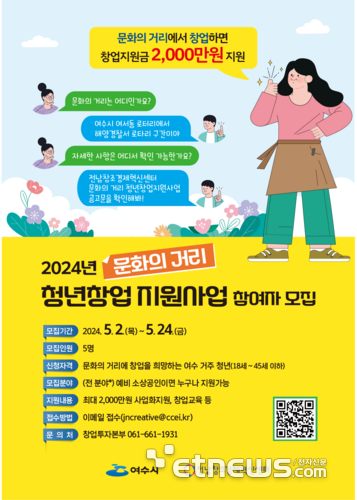 '2024 문화의거리 청년창업 지원사업' 참여자 모집 포스터.