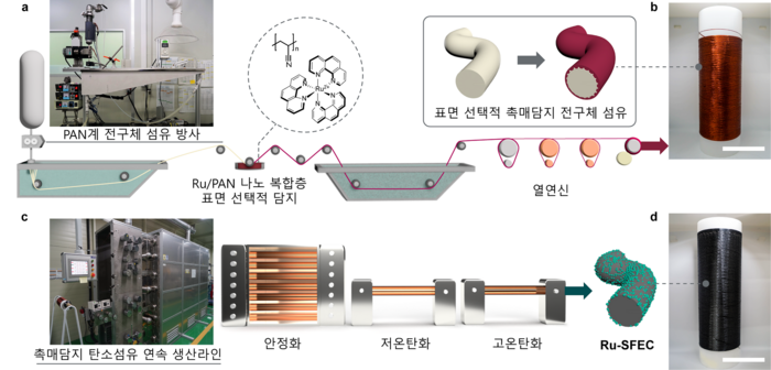 표면 선택적 촉매 담지 탄소섬유 전극 제조 모식도