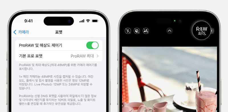 아이폰 ProRAW 설정 화면 (출처 : Apple)