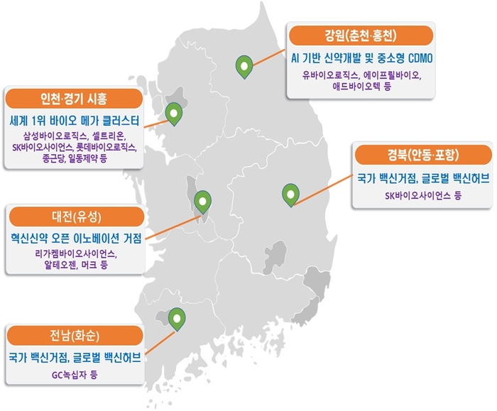 바이오 분야 국가첨단전략산업 특화단지 5개 지역