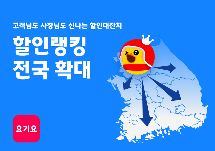 요기요, '할인랭킹' 서비스 전국 확대…인기 배달 메뉴 할인