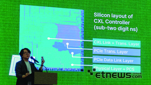 정명수 파네시아 대표는 지난 16 일 부산 윈덤 그랜드호텔에서 개최된 반도체공학회 행사에서 CXL 3.1 컨트롤러 칩을 선보였다.