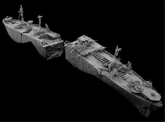 영국 템스강 어귀에 가라앉은 'SS 리처드 몽고메리'호를 스캔해 구현한 이미지. 사진=제트스트림투어 캡처
