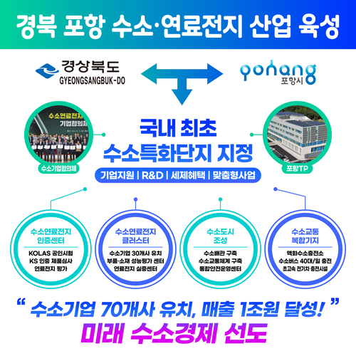 포항시가 수소특화단지 '국내 최초' 지정에 도전한다. 포항시 수소 및 연료전지 산업 육성 비전