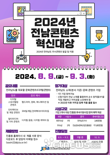 '2024년 전남 콘텐츠 혁신대상' 포스터.