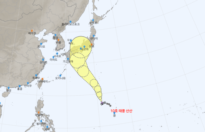 10호 태풍 산산 경로. 사진=기상청