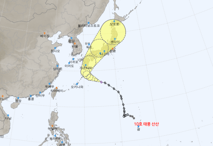 태풍 산산 (예상) 경로. 사진=기상청 캡처