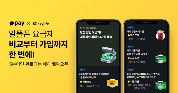 KT스카이라이프가 카카오페이에서 스카이라이프 상품(알뜰폰+방송+인터넷)을 판매하며 제휴 채널을 다변화한다.