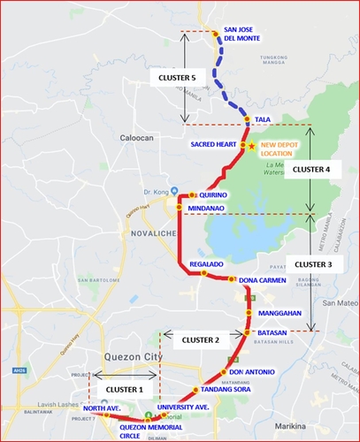 필리핀 도시철도 MRT-7 노선도