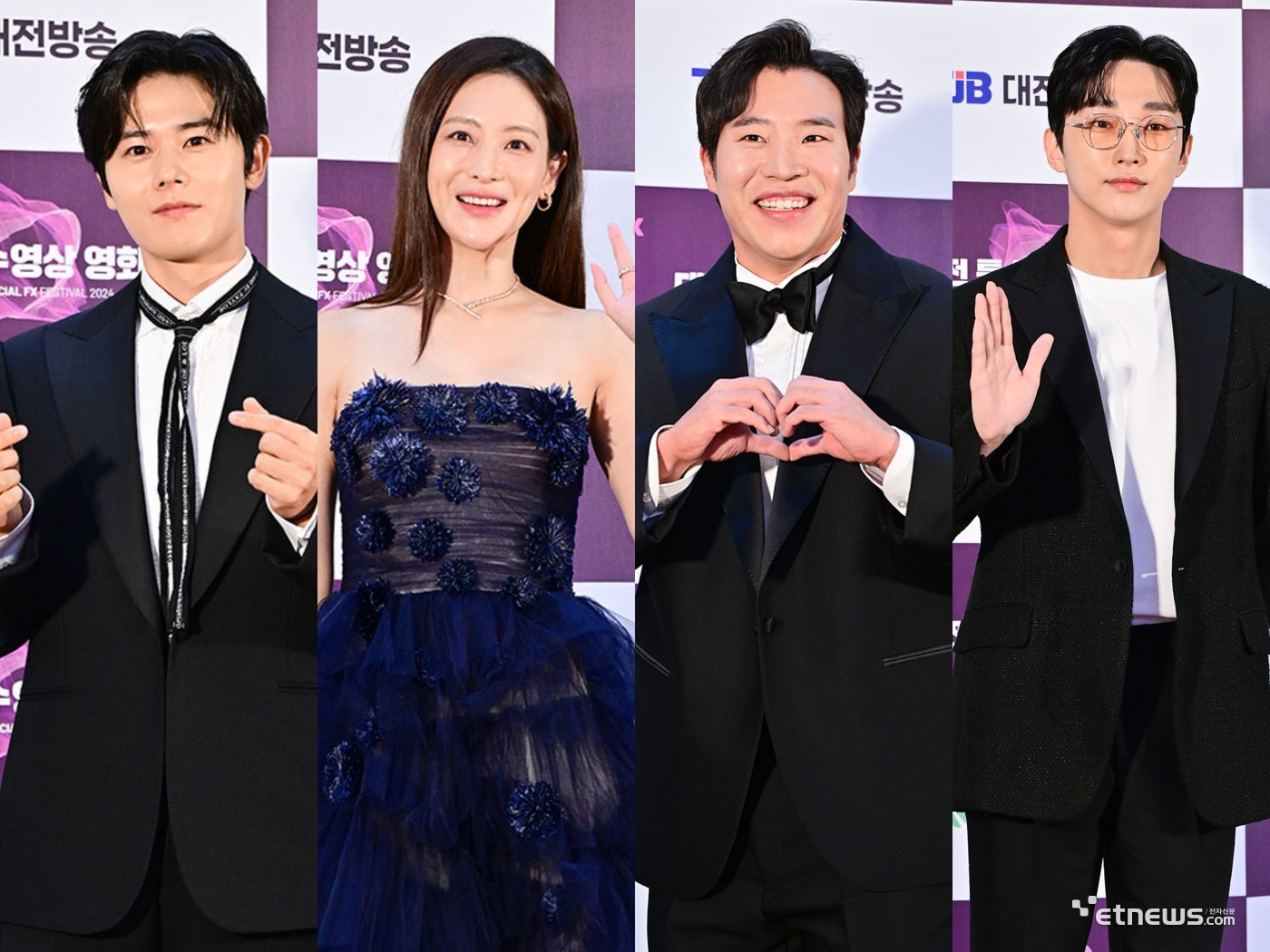 김동준, 오연서, 태원석, 진영 등이 21일 대전 카이스트에서 열린 제 6회 '대전 OTT 어워즈' 시상식 레드카펫에서 포즈를 취하고 있다.(사진=대전특수영상영화제 제공)