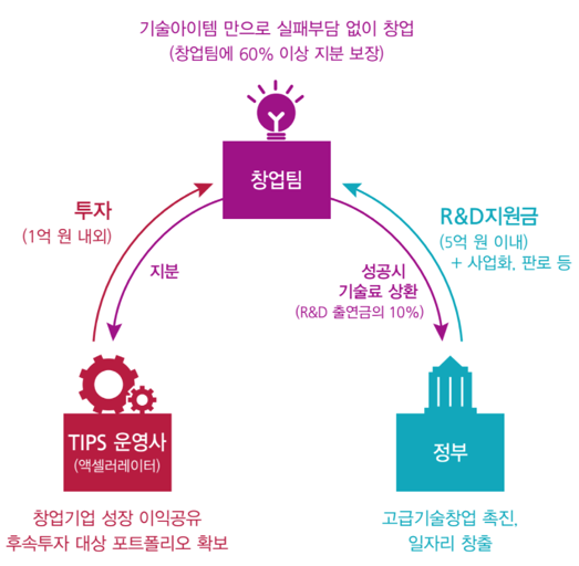 중소벤처기업부 민간투자주도형 기술창업지원 사업 팁스(TIPS) 운영 개요(사진=한국엔젤투자협회)