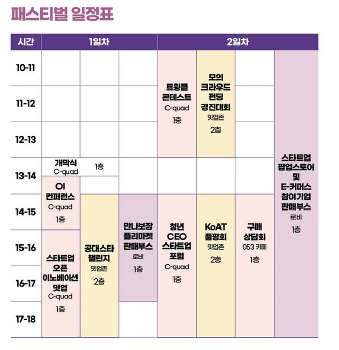 '2024 대구경북 스타트업 페스티벌' 일정표