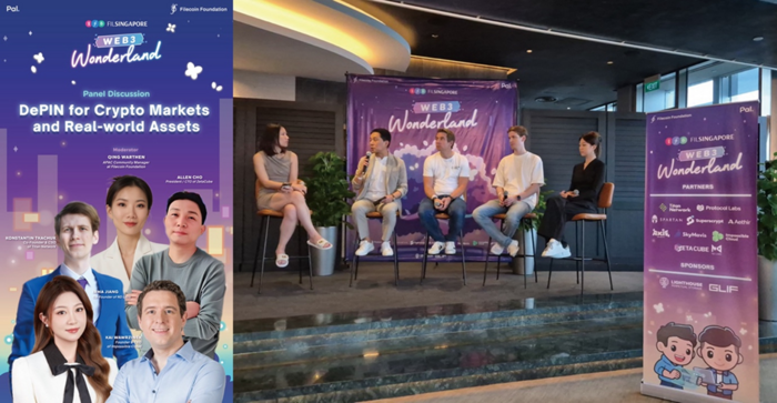 조정현 제타큐브 대표(왼쪽 두번째)가 각국 웹 3.0 DePIN 전문가들과 토론하고 있다.