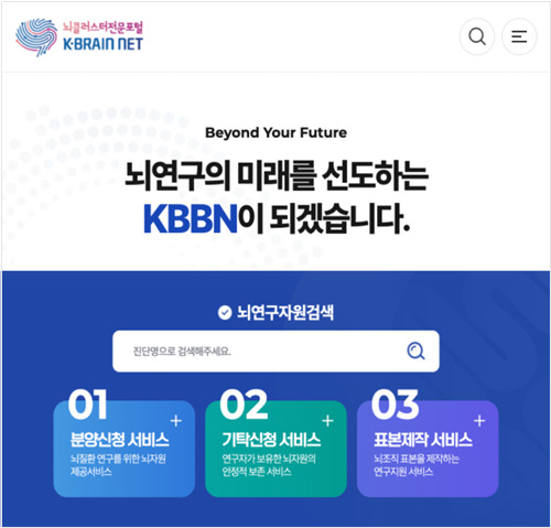 뇌클러스터전문포털(K-BRAIN NET) 화면