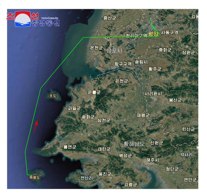 북한이 주장한 한국 무인기 북한 비행 경로 그래픽. 사진=조선중앙통신 연합뉴스