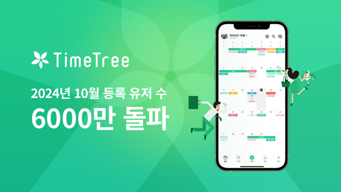 캘린더 공유 플랫폼 타임트리(TimeTree)가 전 세계 가입자 수 6000만명을 돌파했다. 사진=타임트리