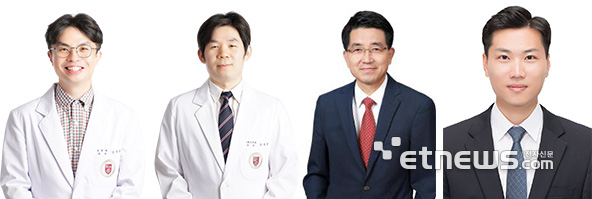 )왼쪽부터터)고려대 구로병원 신경과 김치경 교수, 소화기내과 김승한 교수, 나노입자 연구단 현택환 단장, 현텍엔바이오 소민 CTO