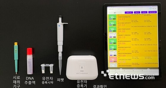 국립농산물품질관리원은 쇠고기 원산지를 단속 현장에서 15분 만에 확인할 수 있는 '쇠고기 원산지판별 키트'를 개발했다. 현장 단속용 원산지판별 키트 구성품의 모습. (사진=농관원)