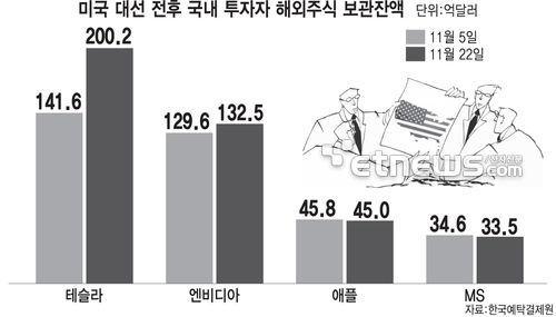 서학개미 테슬라 주식 보유액 200억달러 넘었다