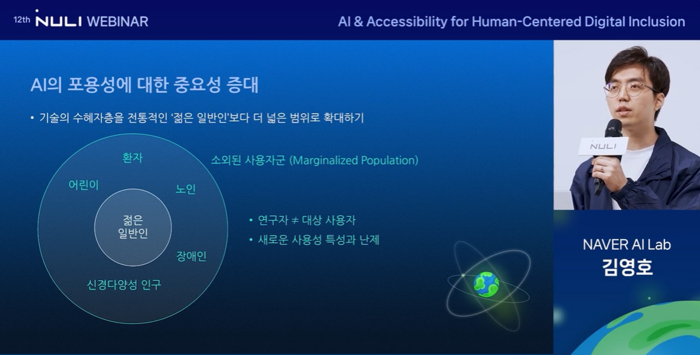 지난 3일 개최된 '2024 널리 웨비나'에서 발표를 진행하는 김영호 네이버클라우드 AI 랩 리더. 〈자료 네이버〉