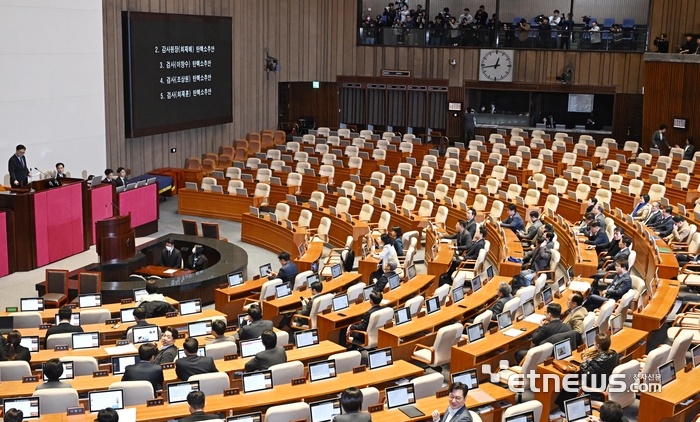 감사원장-검사 탄핵소추안 국회 본회의 통과