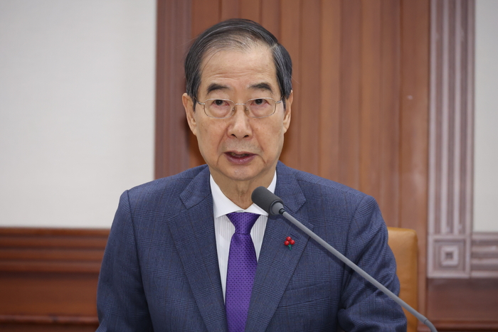 한덕수 국무총리가 5일 서울 종로구 정부서울청사에서 열린 국정현안관계장관회의에서 발언하고 있다. 연합뉴스.