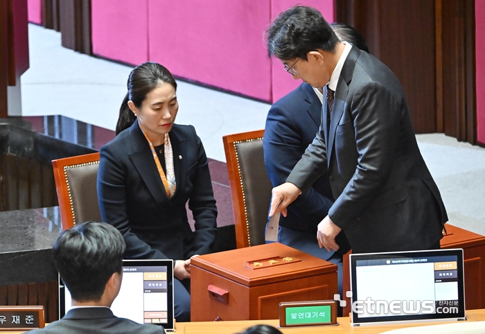 탄핵소추안 투표하는 권성동 대표